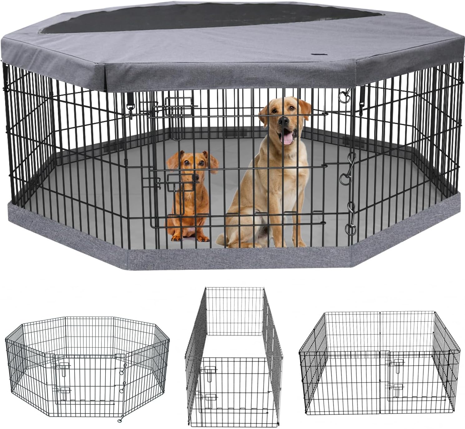 PETIME Foldable Metal Dog Exercise Pen for Indoor and Outdoor Use