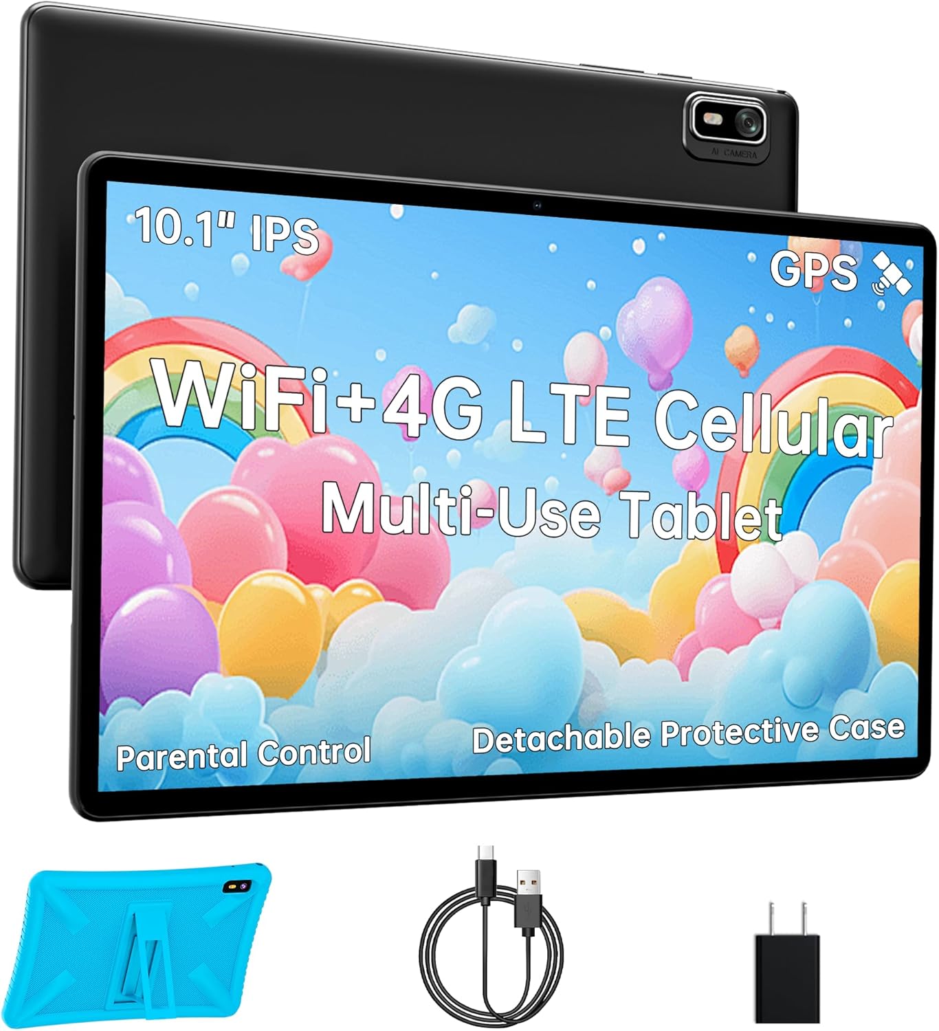 HAOVM 10 Inch Android 14 Tablet with SIM Slot and Rugged Case