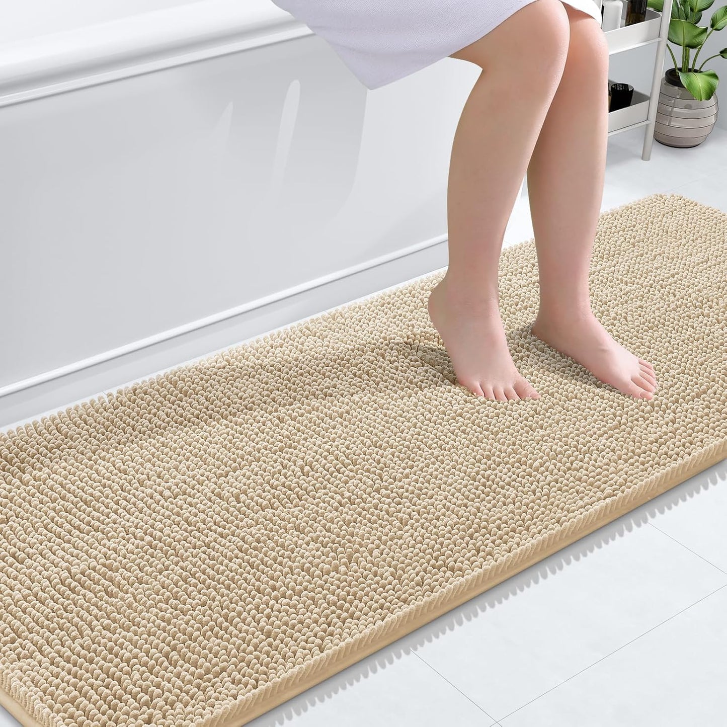 OLANLY Extra Soft Chenille Bath Rugs 70x24 for Cozy Comfort