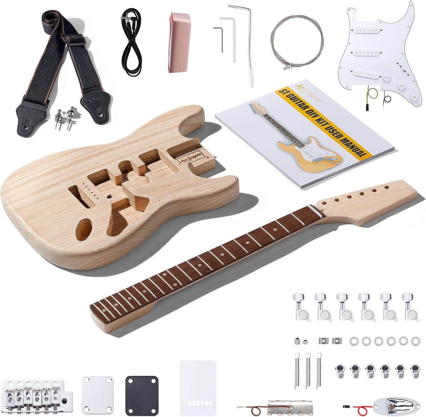 DIY ST Style Electric Guitar Kit with Paulownia Body and Maple Neck