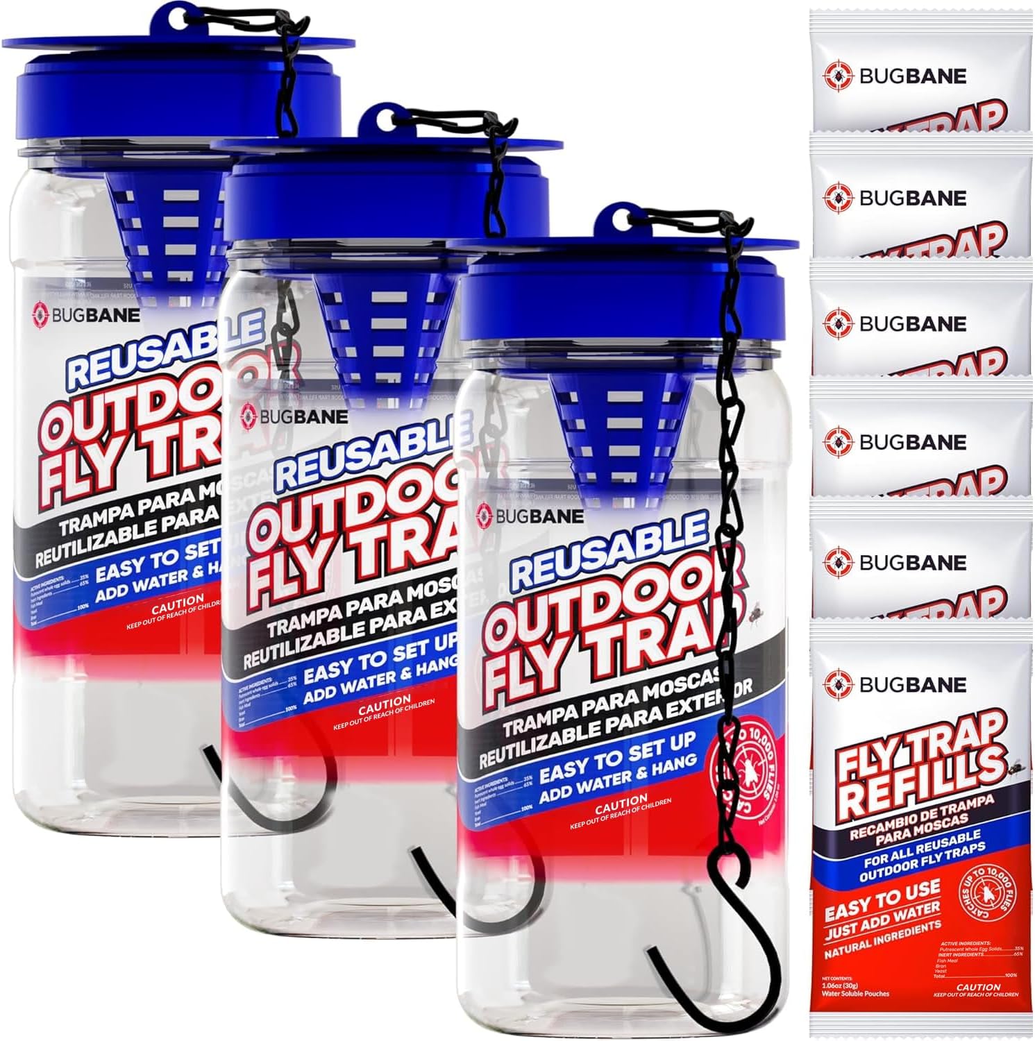 3 Fly Traps Outdoor Hanging Bug Catcher for Effective Control