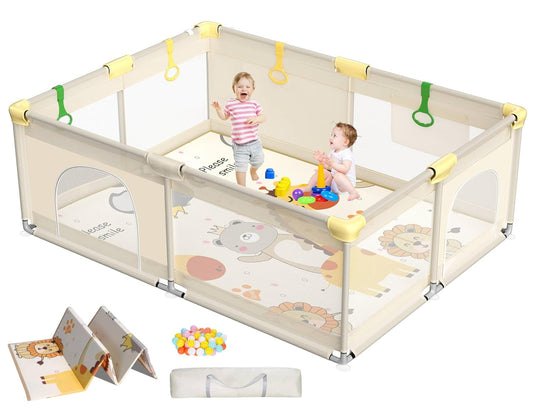 CoziBB Baby Playpen with Mat - Extra Large 71in x 59in Space