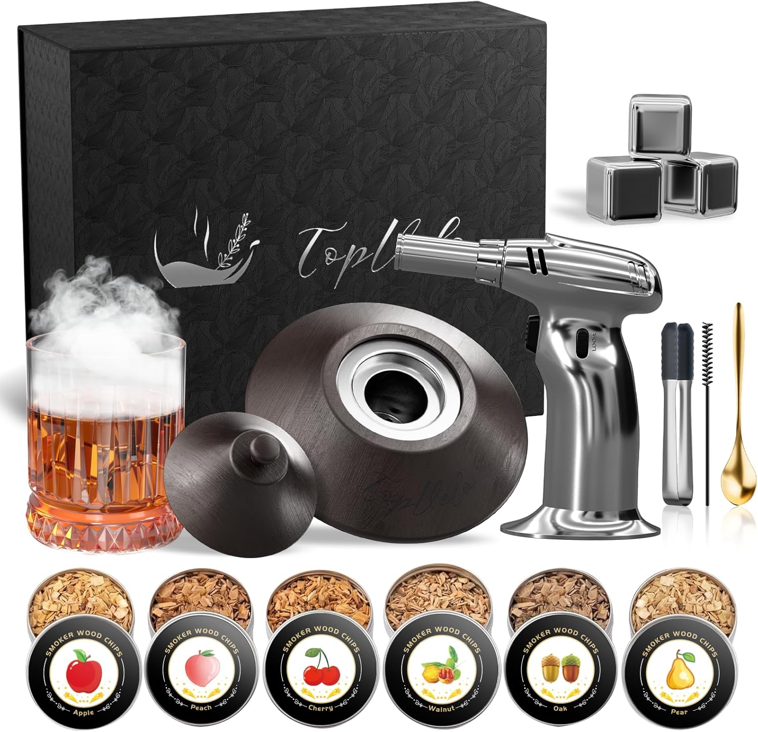 Cocktail Smoker Kit with Torch and Whiskey Glass for Bourbon Lovers