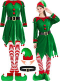 Complete 6 Pack Elf Costume for Women with Velvet Dress