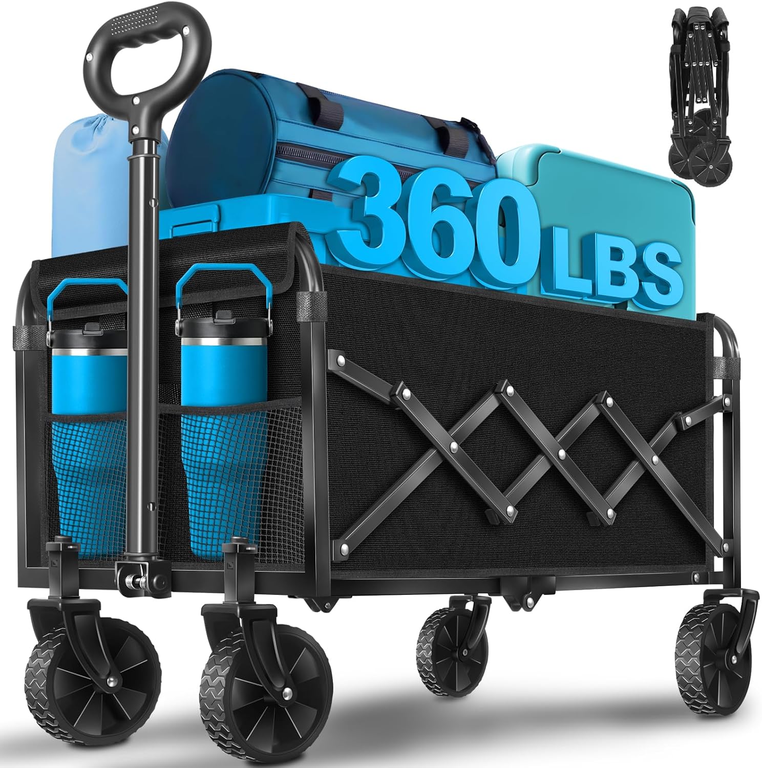 Collapsible Wagon with Wheels for Camping and Outdoor Use