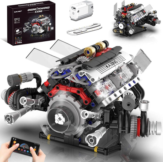 V8 Engine Model Kit with Lights and Motor for Enthusiasts
