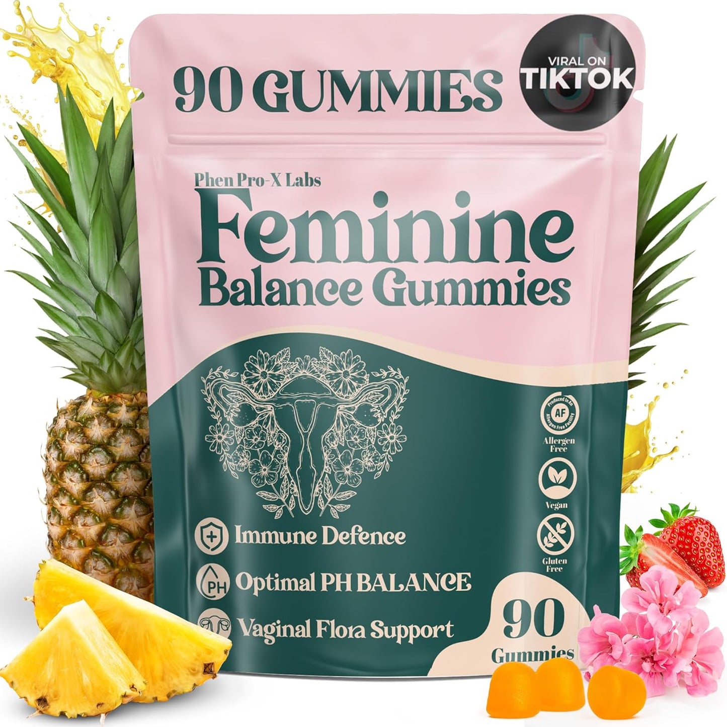 Premium Feminine Balance Gummies for Women - 90 Count