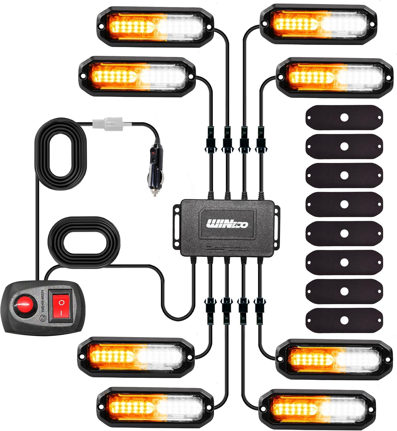 WINECO 8PCS LED Strobe Lights for Emergency Vehicle Safety