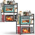 Expandable Microwave Stand 2 Pcs Black 3-Tier Shelf - 110lb Capacity