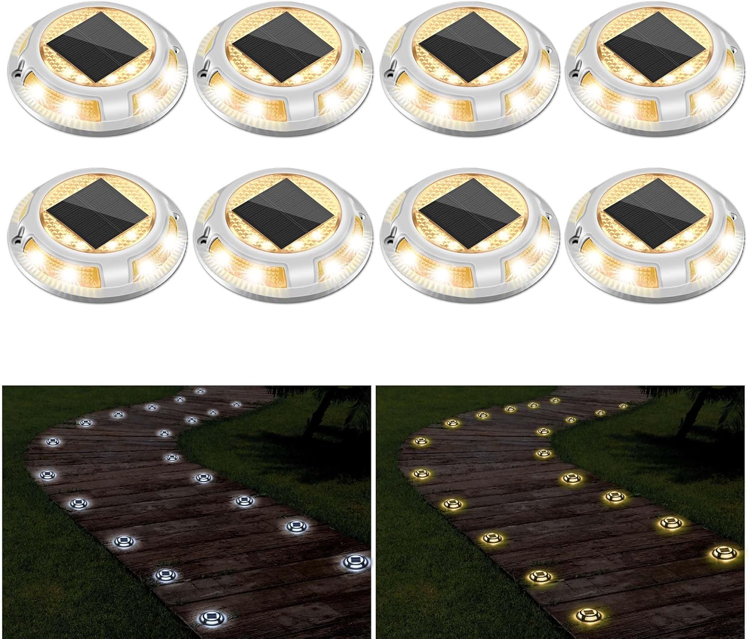 Solar Driveway Lights with Two-Color Modes for Outdoor Use