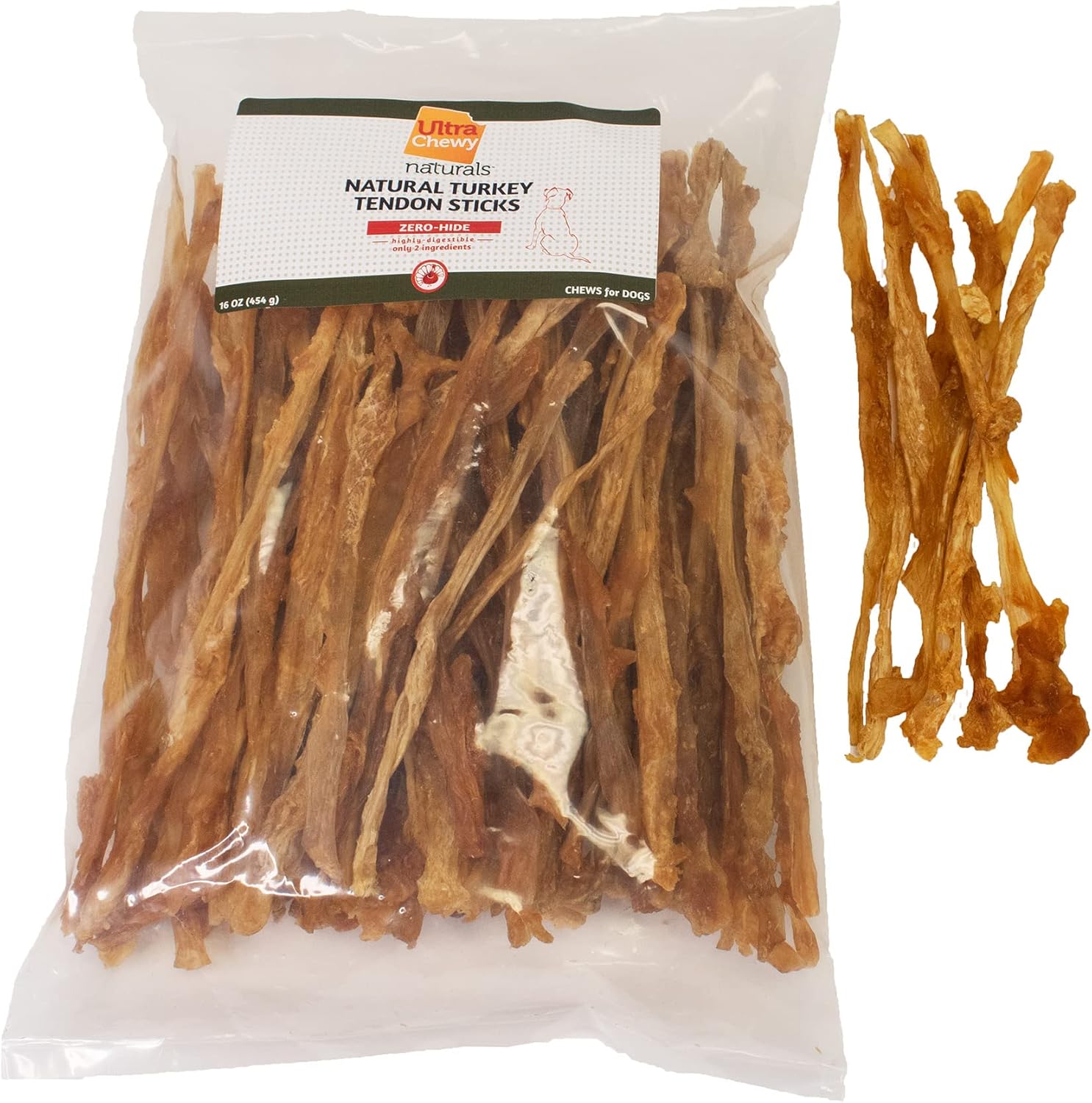 Ultra Chewy Turkey Tendon Sticks for Dogs - Healthy Chew Treats