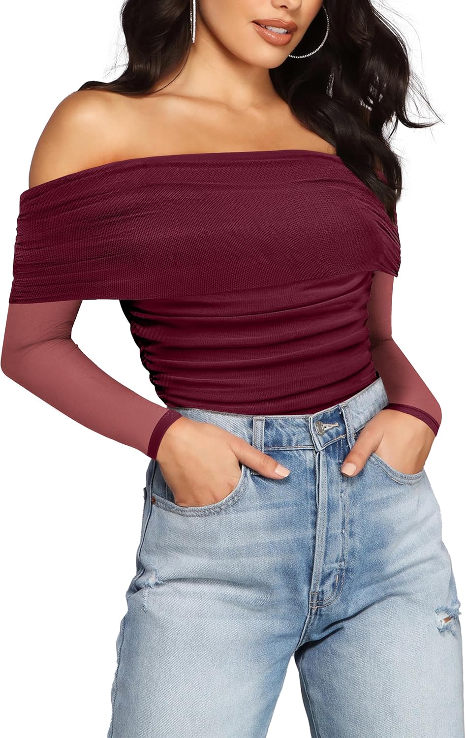 SAUNGKUAI Women's Off The Shoulder Long Sleeve Bodysuit Review