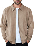 Men's Faux Suede Bomber Jacket Lightweight Full Zip - Classic Layering