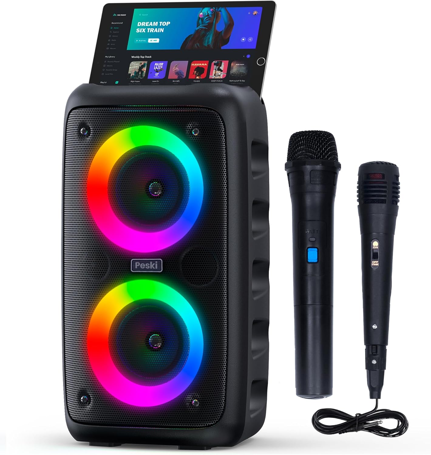 Portable Karaoke Machine with Dual Mics - Peski
