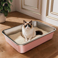 Large Stainless Steel Cat Litter Box for Easy Cleaning and Hygiene