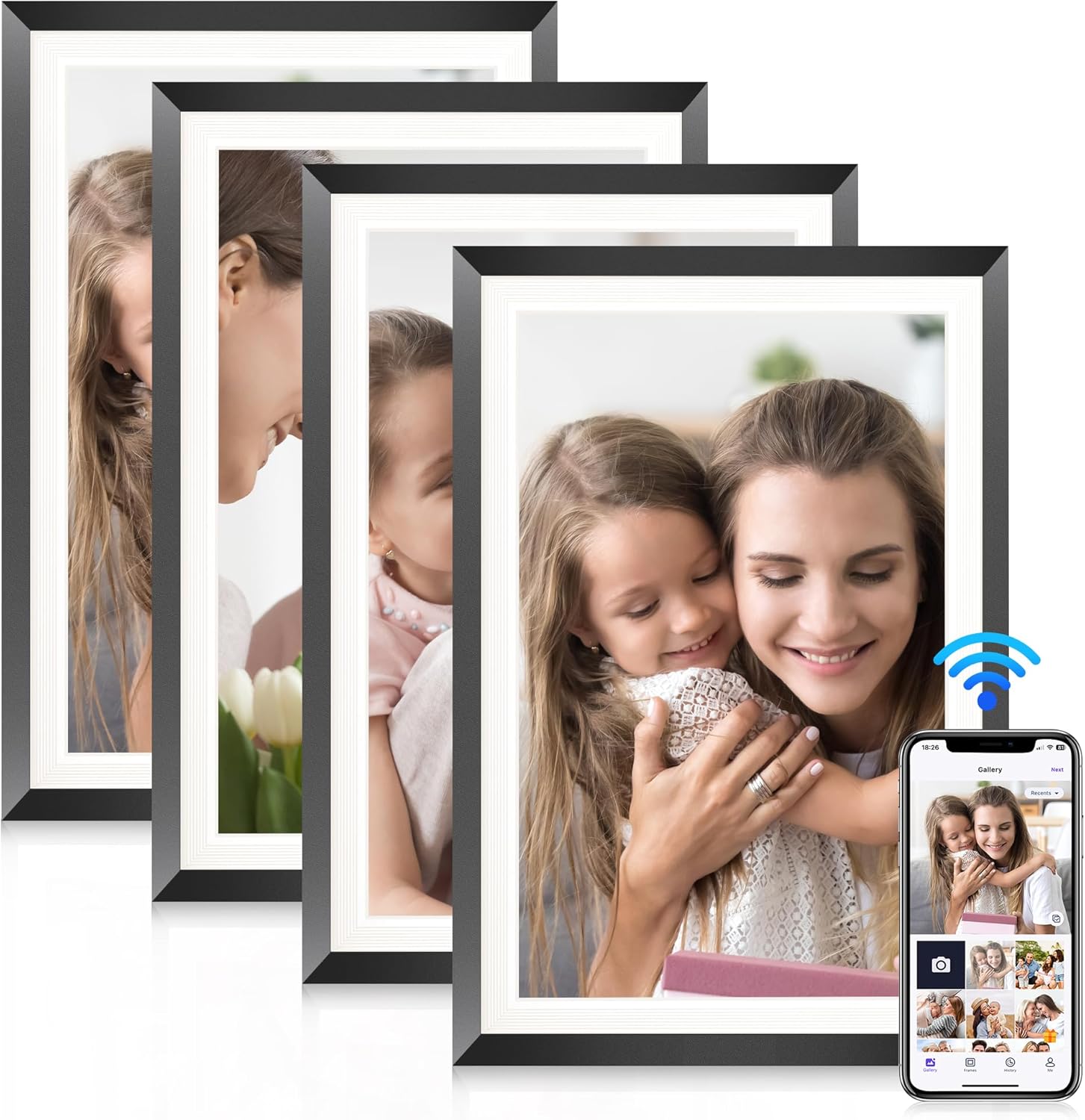 BIGASUO 10.1 Inch WiFi Digital Picture Frame with LED Light