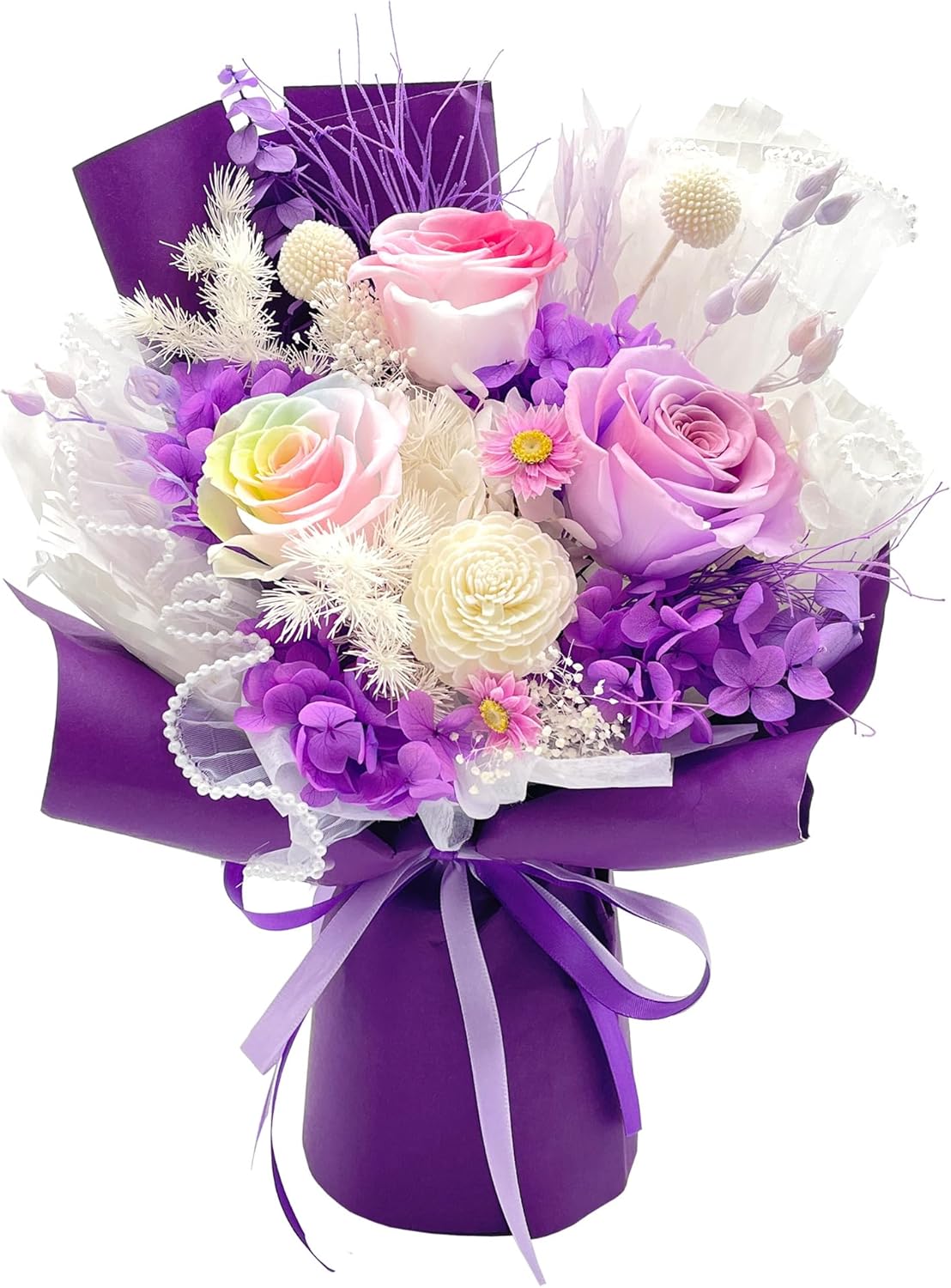 QOEAZY Preserved Flowers Bouquet Gifts for Women and Moms