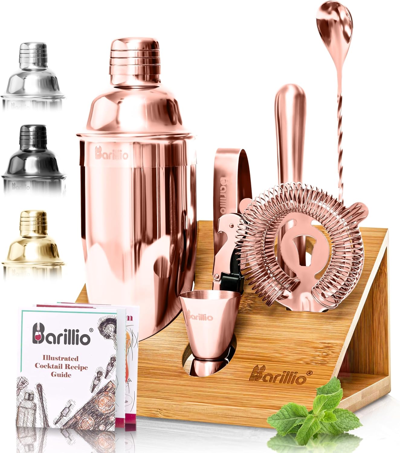 Barillio Rose Gold Bartender Kit - 10-Pc Cocktail Set