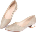 Women's Low Block Chunky Heels Pointed Toe Work Pumps - Comfortable