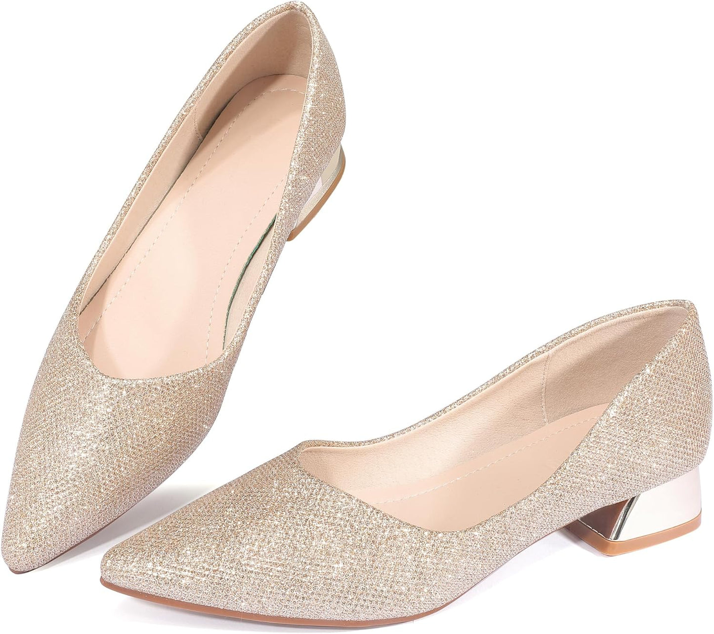 Women's Low Block Chunky Heels Pointed Toe Closed Toe Work Pumps