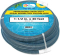 Pool Vacuum Hose 1-1/2 in x 40 ft Spiral Wound - Kink-Free Swivel