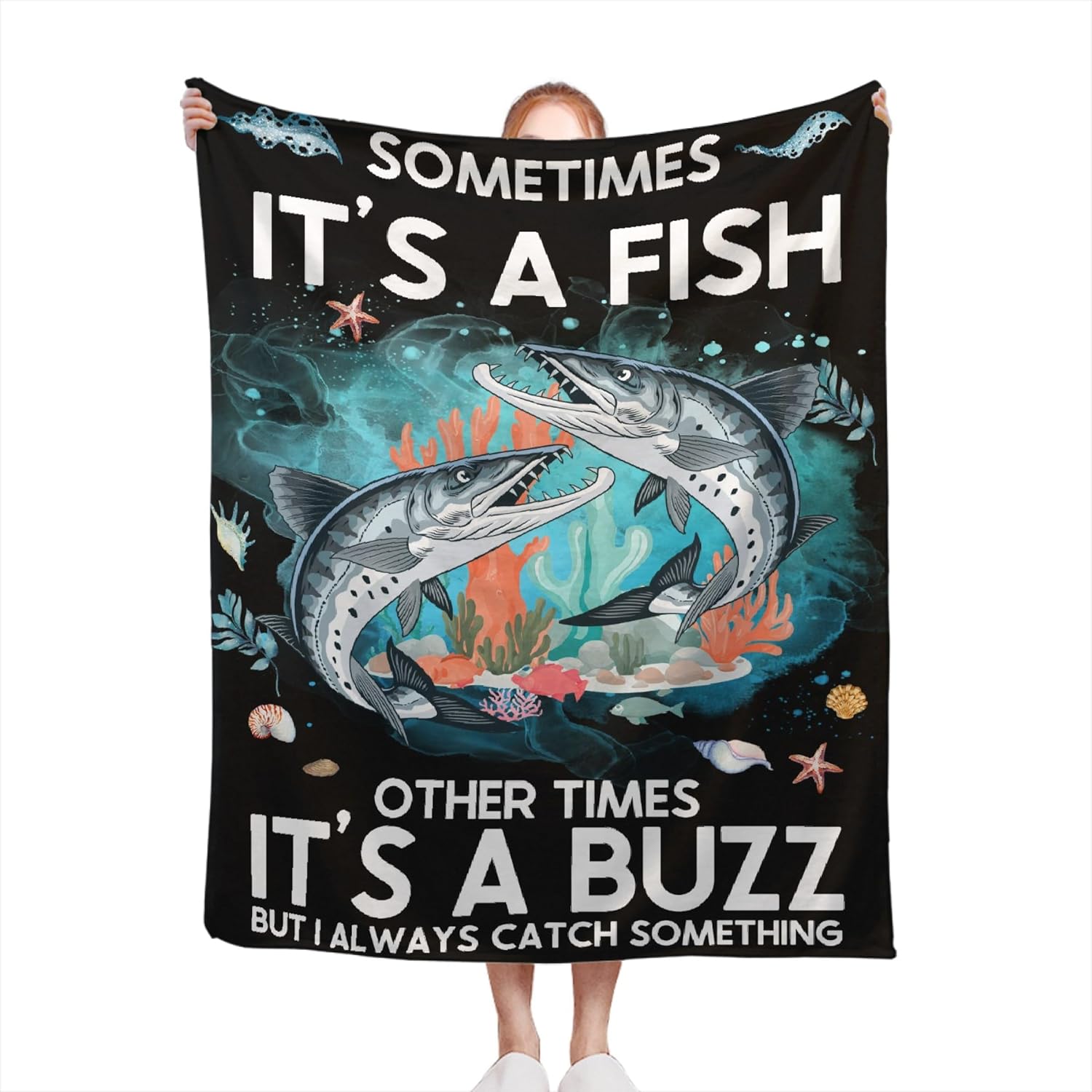 Cozy Fish Throw Blanket - Sea Animal Decor 40x50