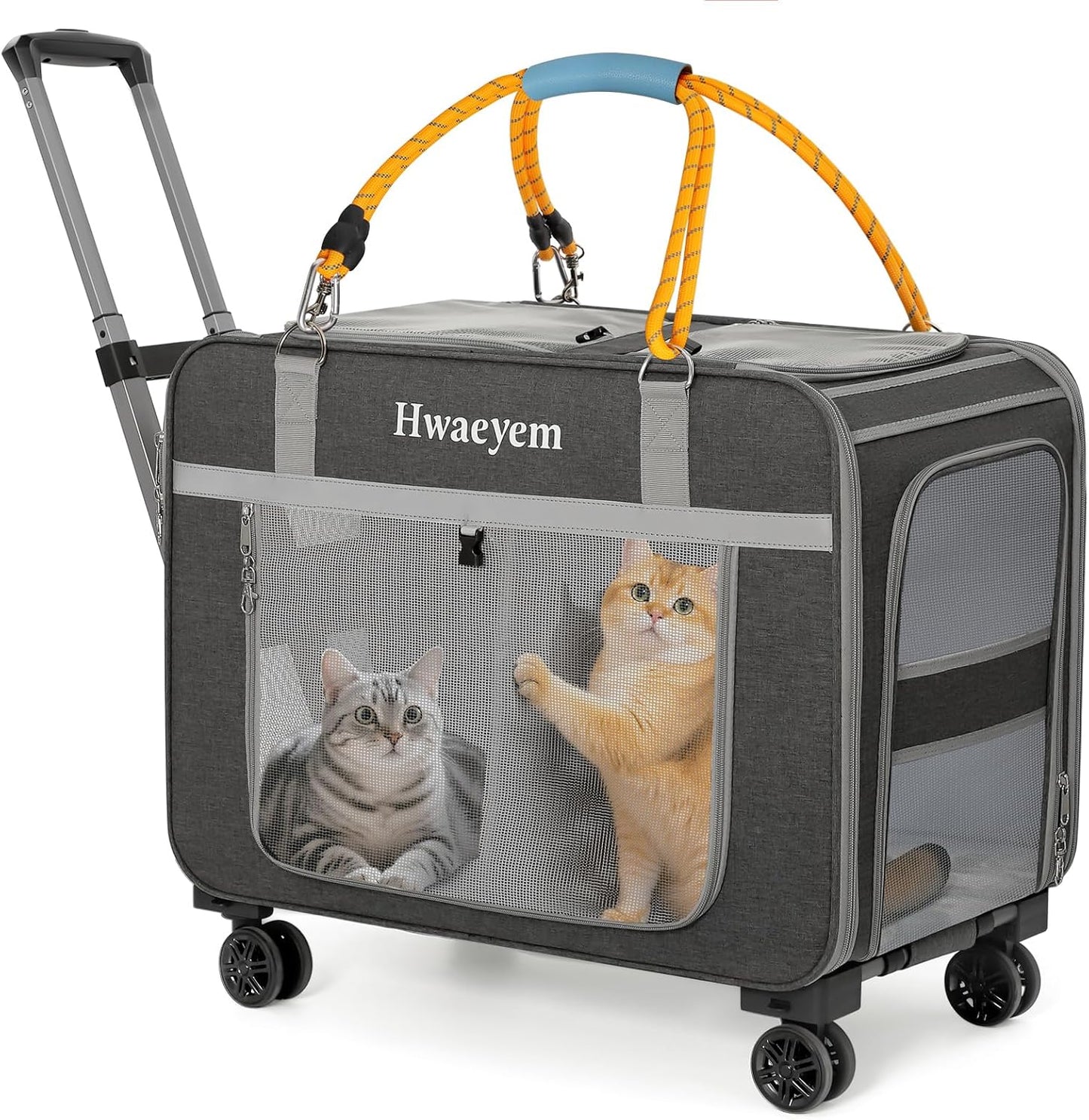Extra Large Cat Carrier for 2 Cats with Wheels and Comfort