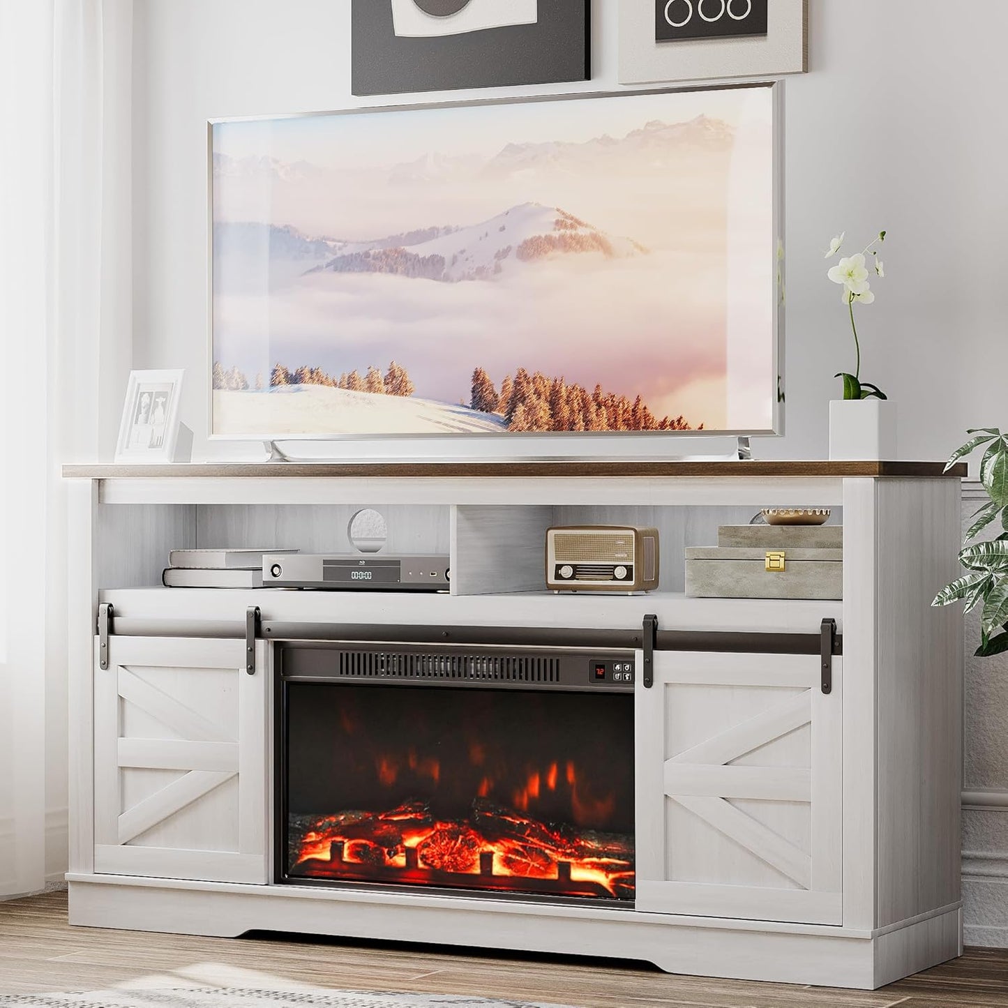 JUMMICO 65+ Inch Fireplace TV Stand: Storage & Style!