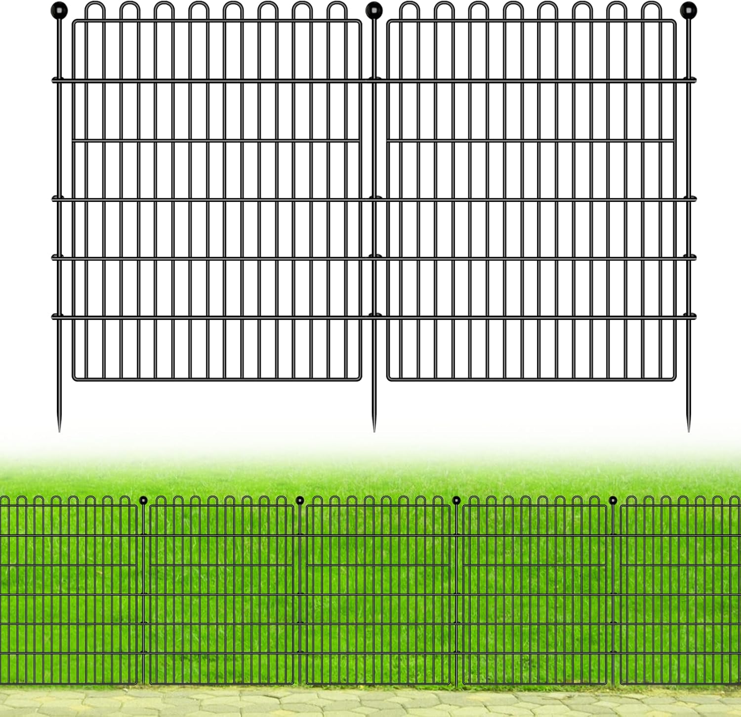 5 Panels No Dig Decorative Garden Fence for Pets and Landscape