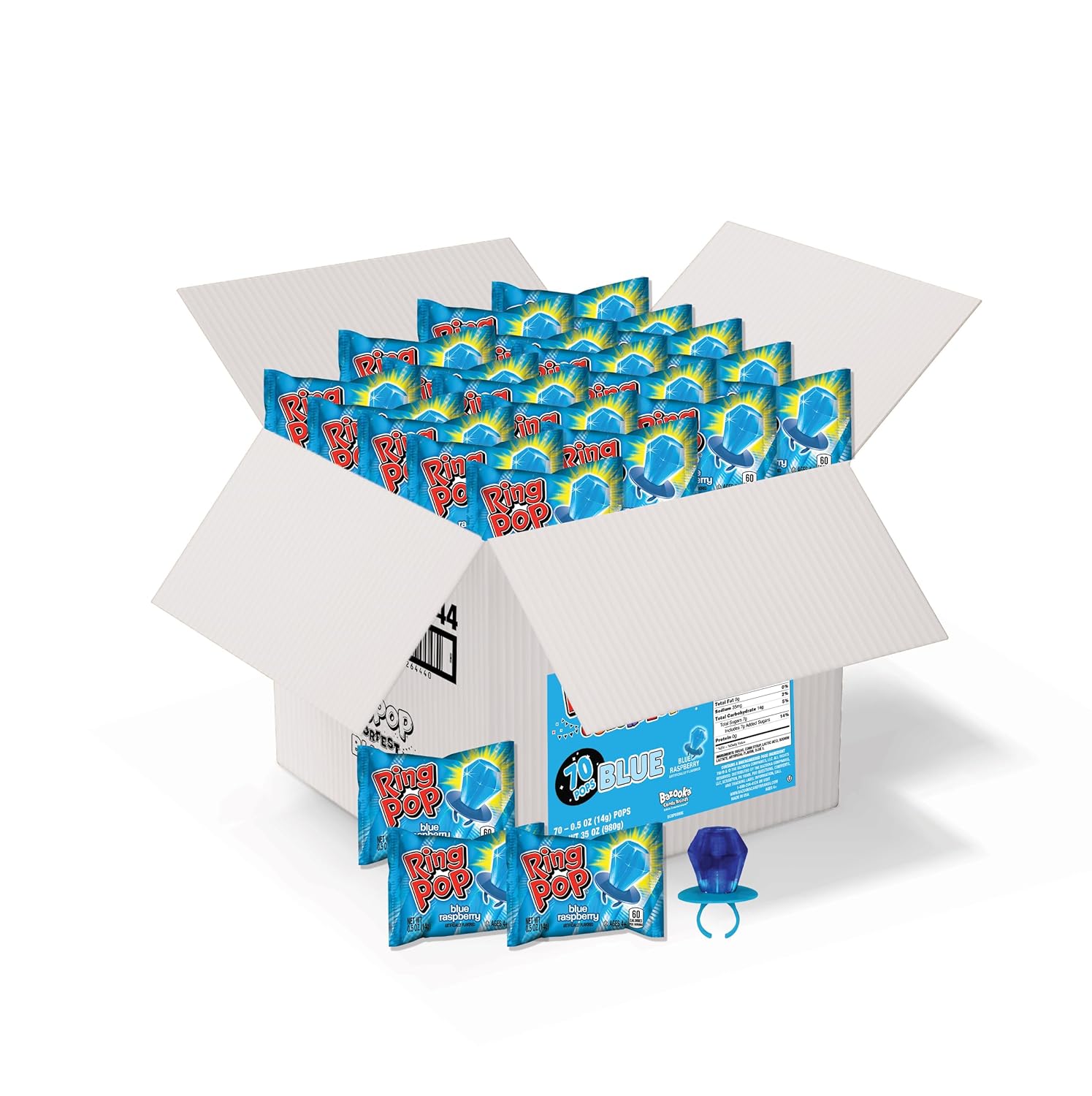 Ring Pop Blue Raspberry Lollipops 70 Count Bulk Candy Pack