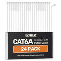 Everest Ultra Slim Cat6a Ethernet Patch Cables 1ft White (24-Pack)