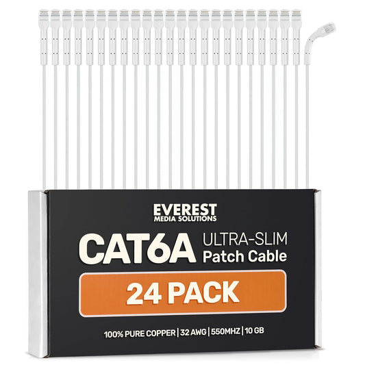 Everest Ultra Slim Cat6a Ethernet Patch Cables for High-Speed Use