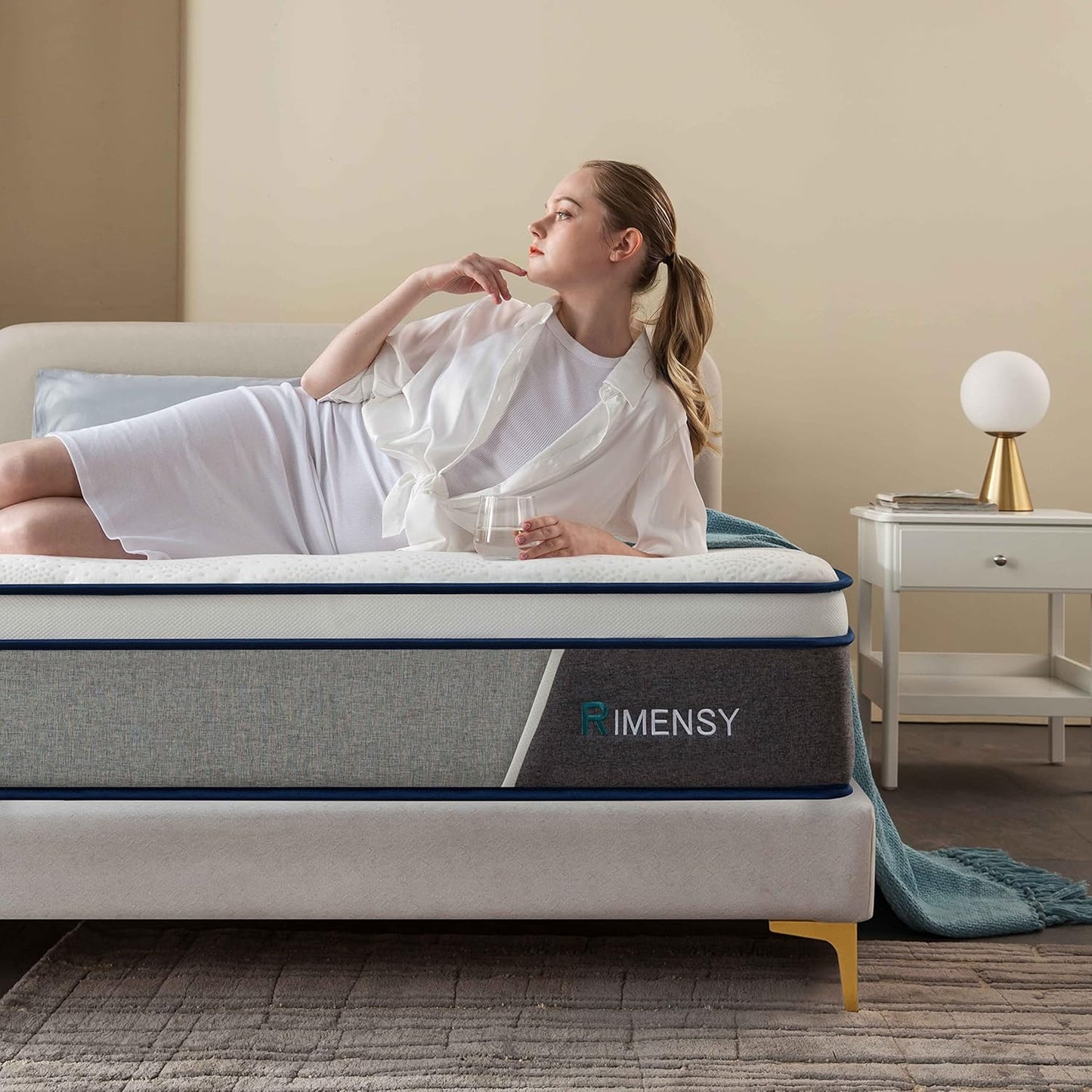 Rimensy Queen Mattress - 14 Inch Hybrid Comfort for Sleepers