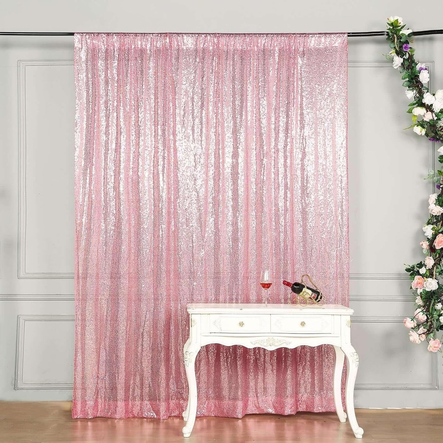 8ft Pink Sequin Photo Booth Backdrop for Stunning Events