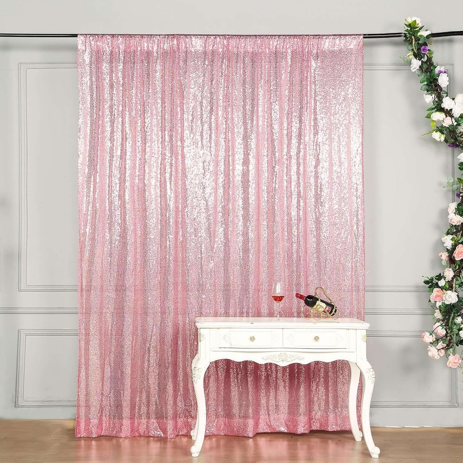 8ft Pink Sequin Photo Booth Backdrop for Stunning Events