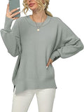 Crewneck Batwing Sleeve Oversized Ribbed Knit Pullover - Soft Fall