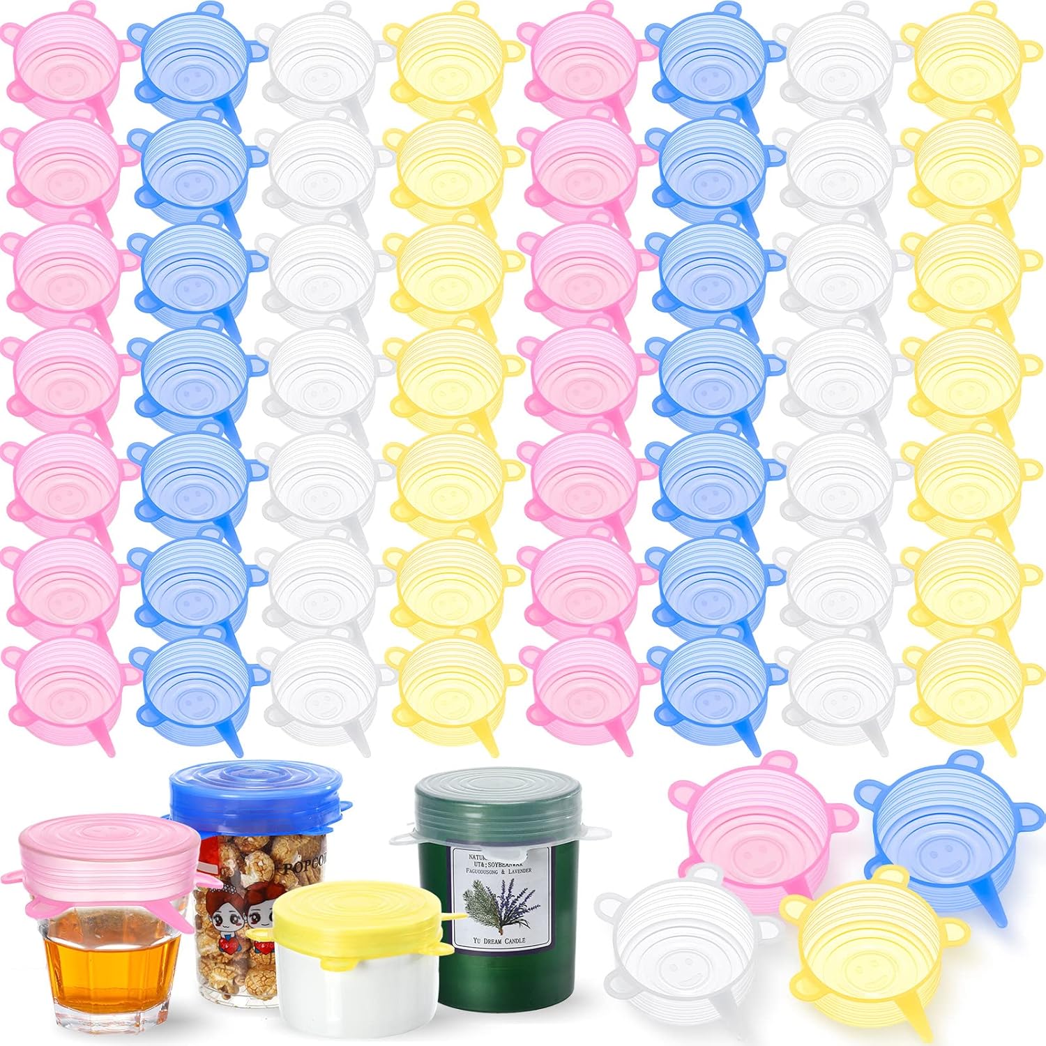 Nuogo Silicone Stretch Lids Bundle - Reusable Microwave Covers for Bowls