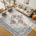 Lessymo 8x10 Washable Area Rug Vintage Boho Low Pile - Soft, Non-Slip