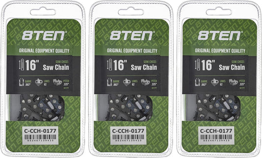8TEN Semi Chisel Chainsaw Chain 16 Inch for Stihl Models