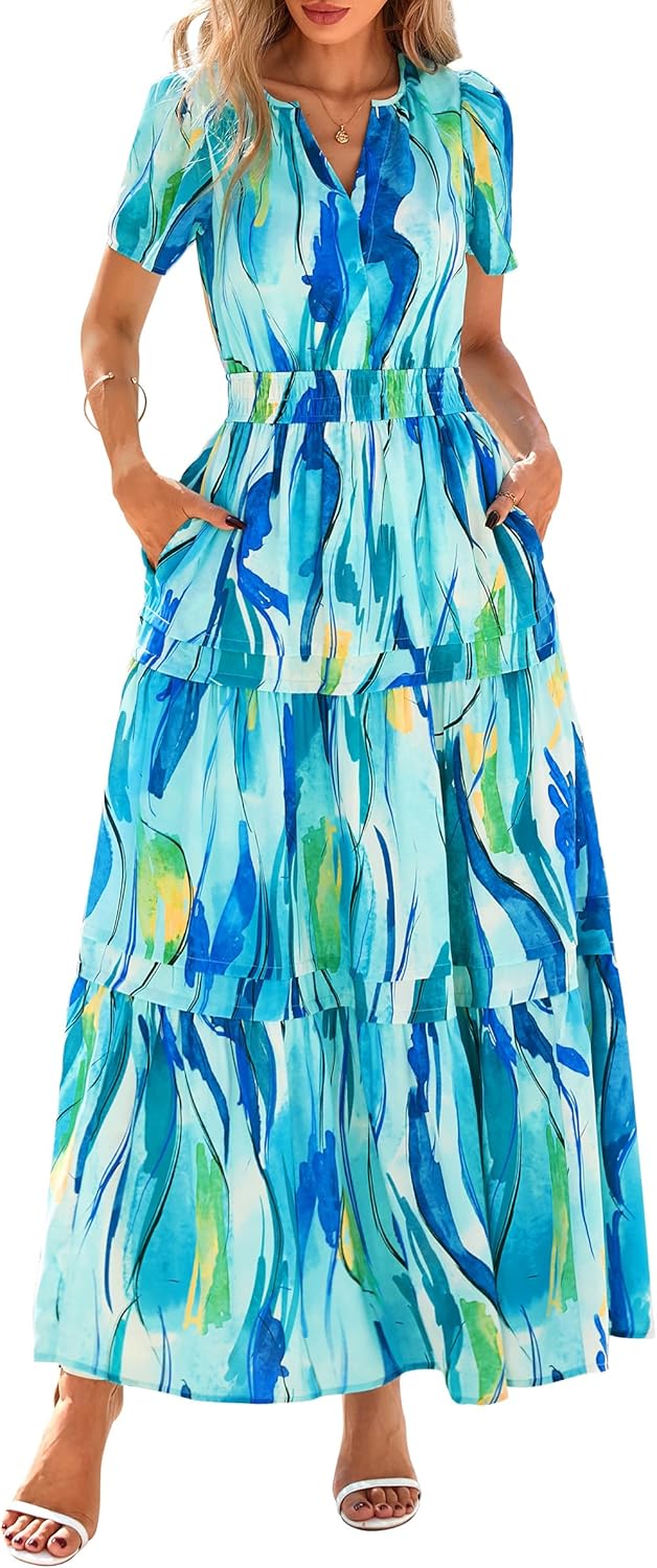 PRETTYGARDEN Women's Boho Maxi Dress for Summer Vacations