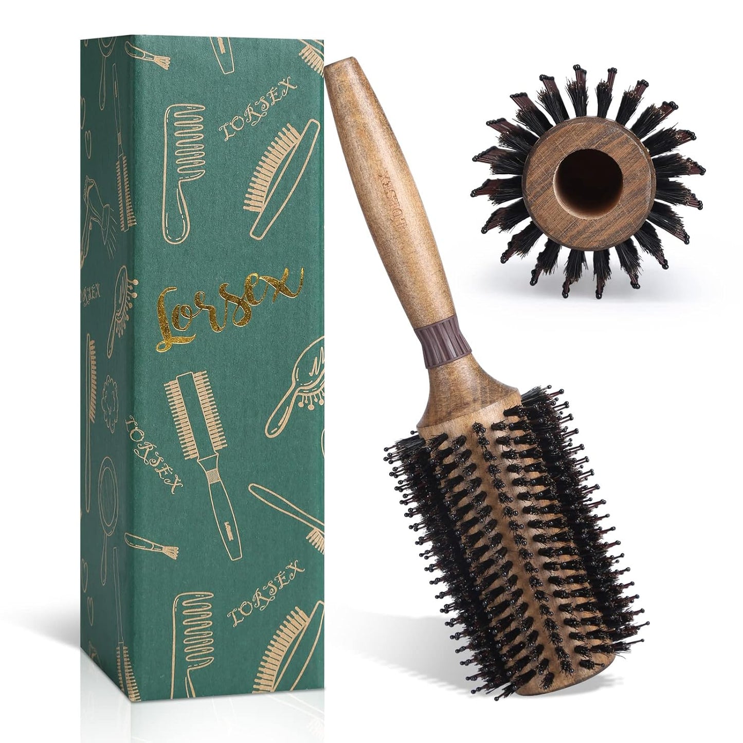 LORSEX Boar Bristle Round Brush - Shine & Volume!
