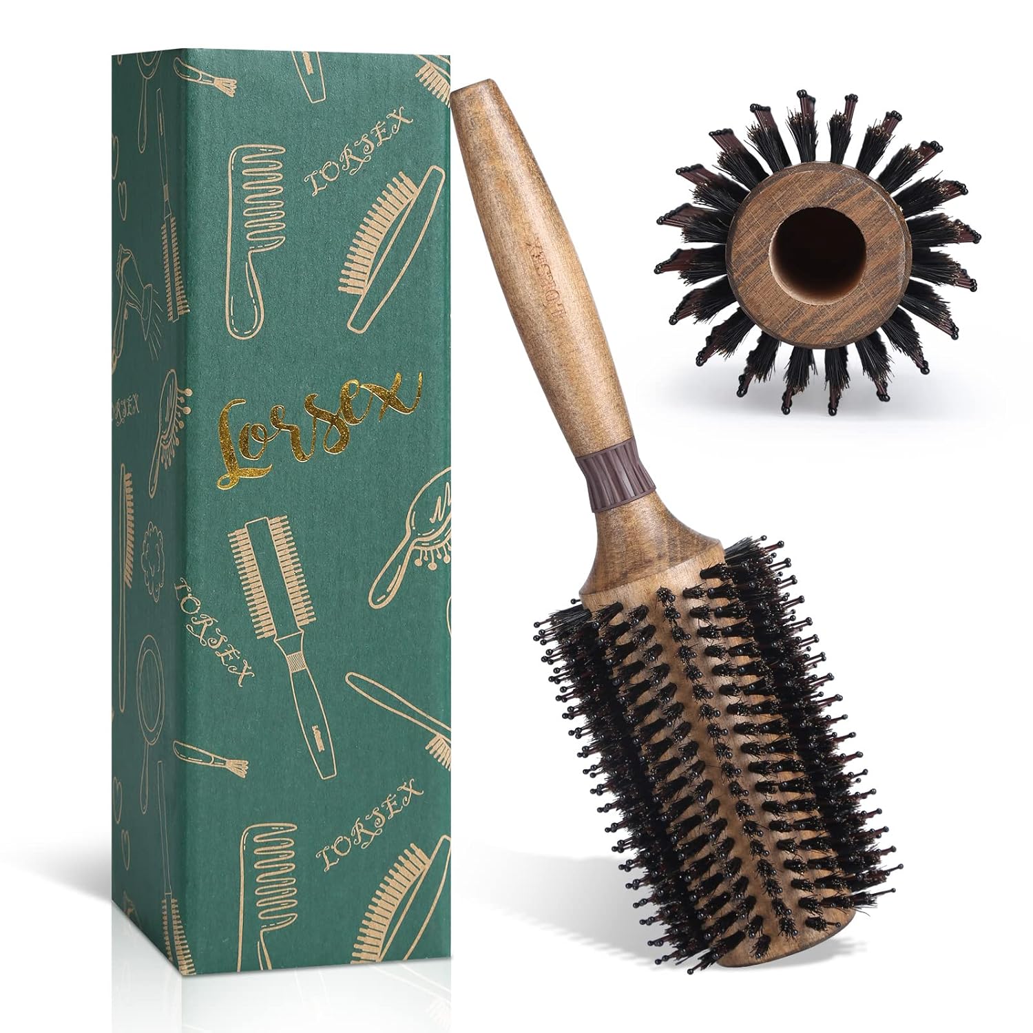 LORSEX Boar Bristle Round Brush - Shine & Volume!