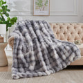 Lotus Karen Queen Size Faux Fur Blanket Tie-Dye Gray - Cozy Thick