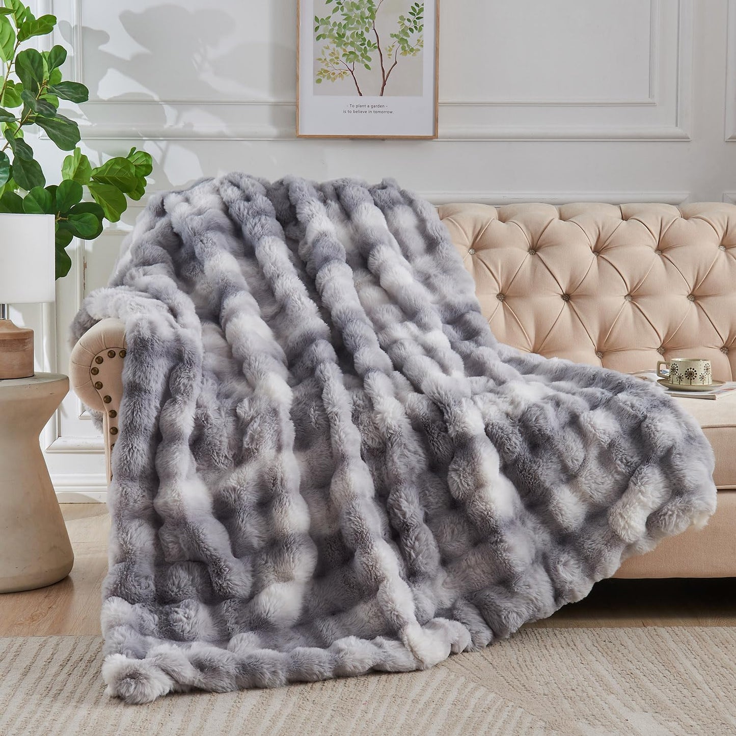 Lotus Karen Queen Size Faux Fur Blanket for Cozy Comfort