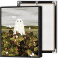 Retro Halloween Ghost Wall Art 12x16in Black Framed - Rustic Goth