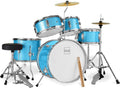 Kids 5-Piece Beginner Drum Set Junior Kit - Blue Sparkle