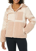 Womens Full-Zip Sherpa Fleece Hooded Puffer Jacket - Warm Everyday