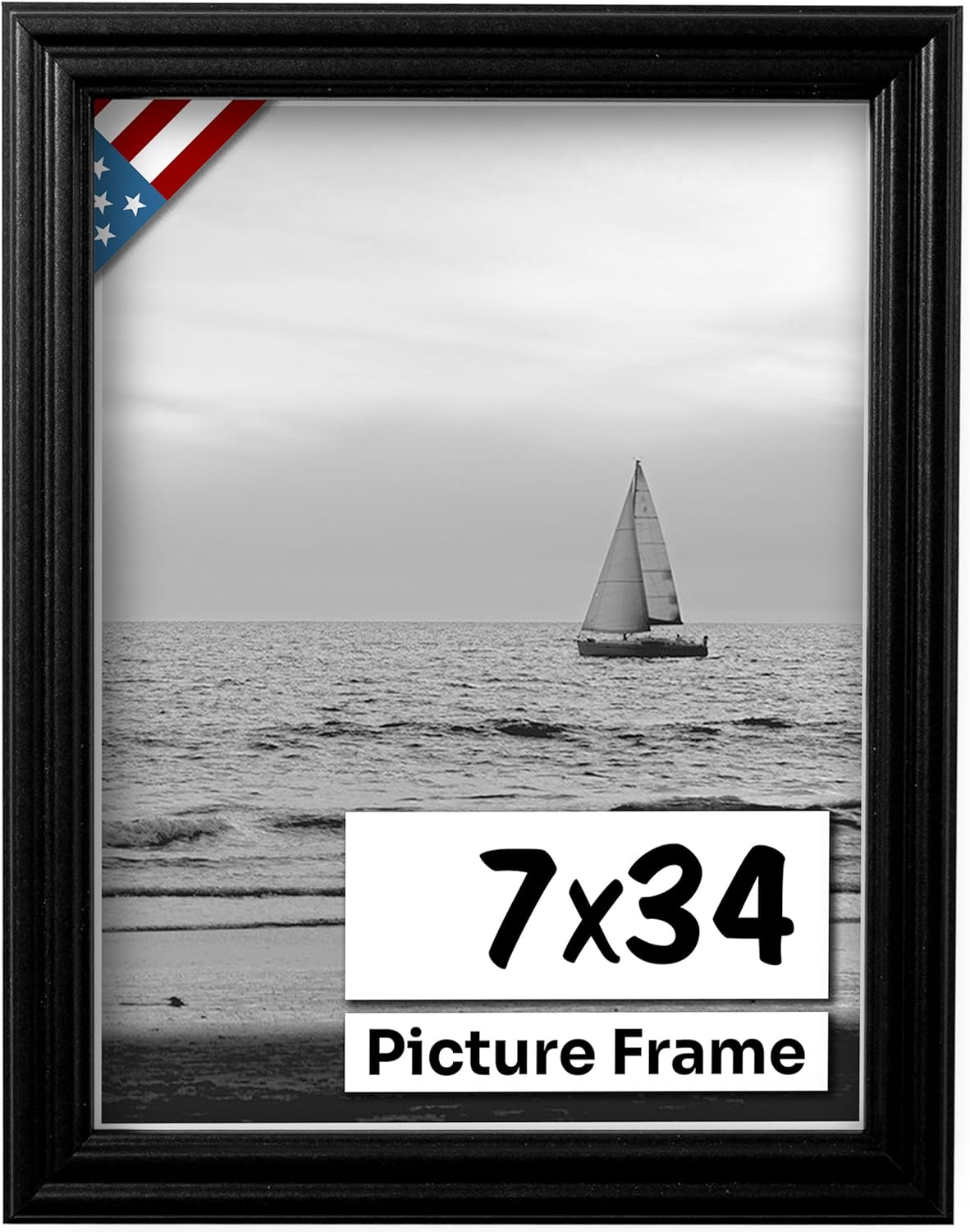 Black 7x34 Picture Frame - Handmade Solid Wood Wall Decor