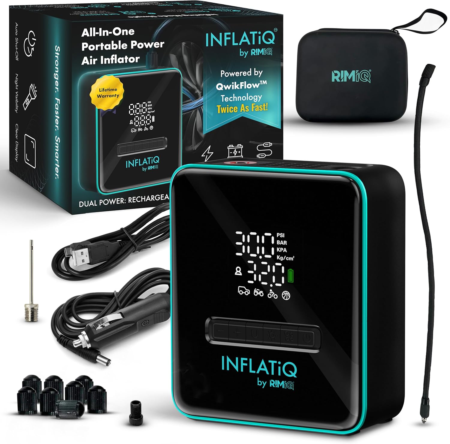 Portable Tire Inflator with QwikFlow Technology for Fast Inflation