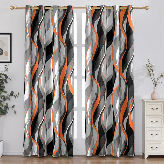 Weesire Orange and Grey Blackout Curtains for Modern Living